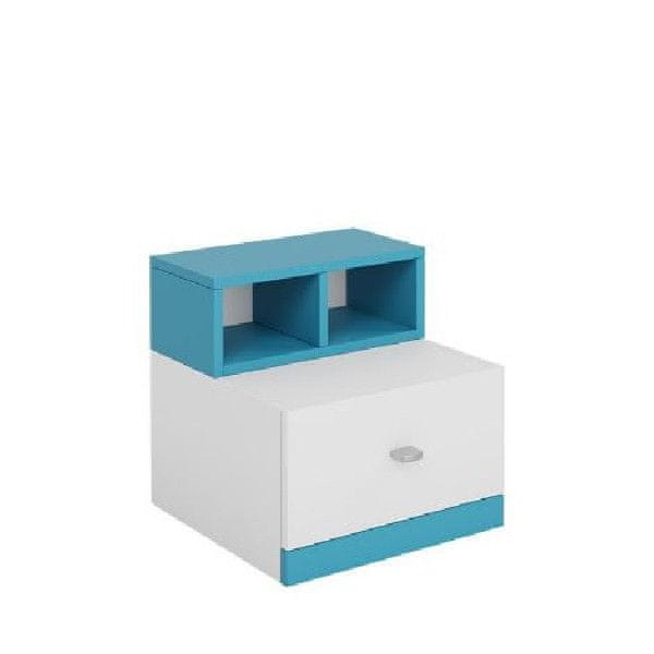 Veneti Nočný stolík do detskej izby HARKA - biely / modrý
